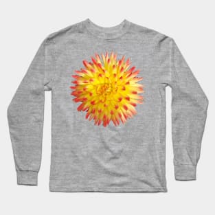 Yellow and Pink Dahlia Flower Long Sleeve T-Shirt